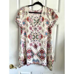 Johnny Was womens 100% silk tunic blouse size small